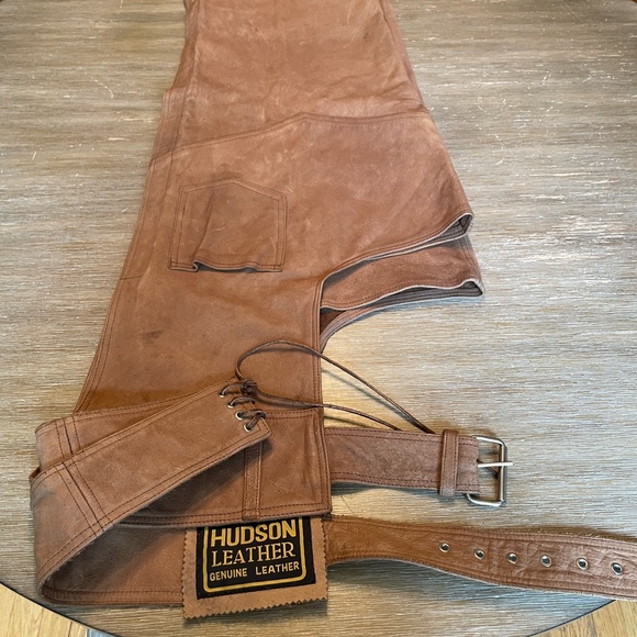 Hudson Leather chaps. Vintage. 2X. Great used condition.  LOOS. - Picture 2 of 7